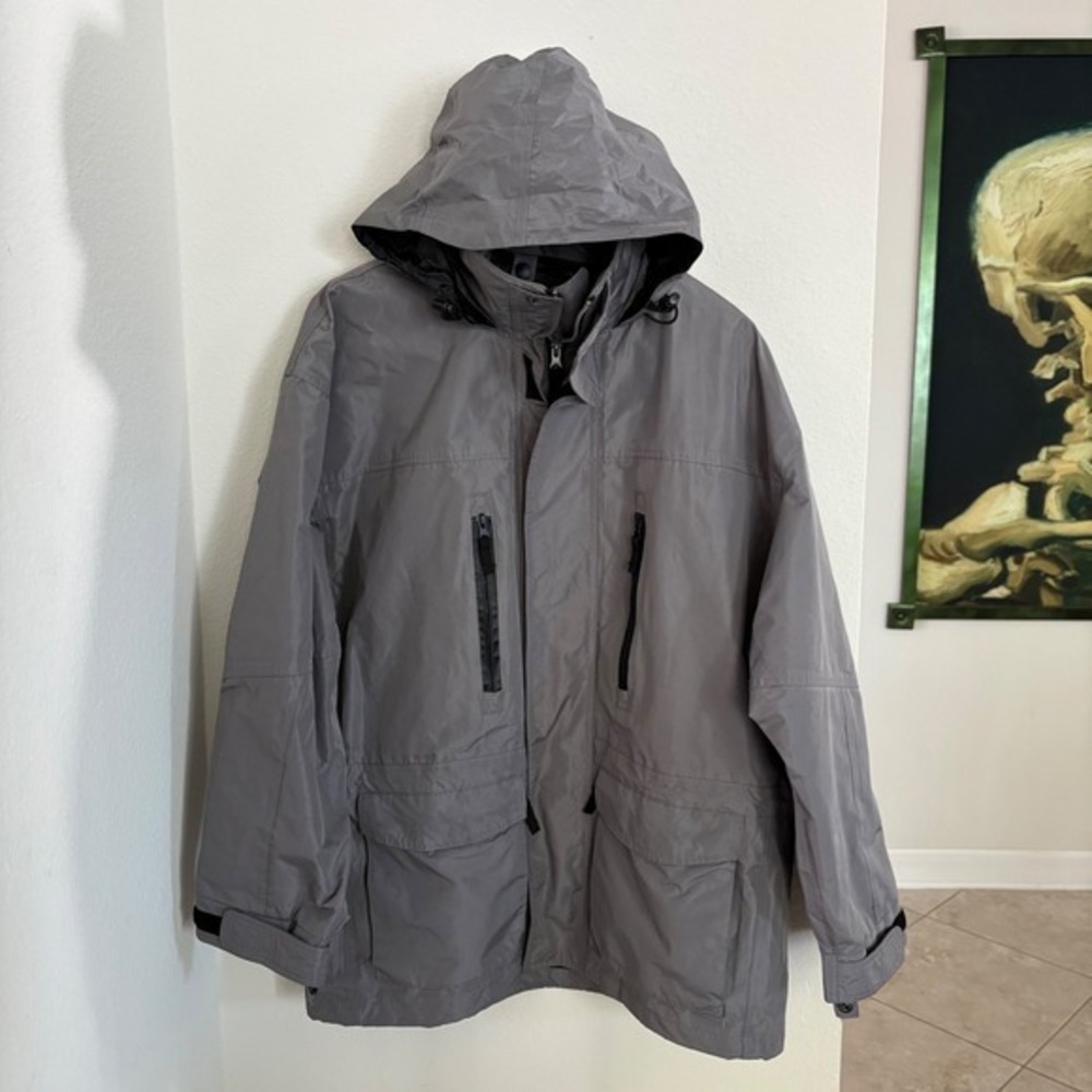 O-ZONE Mens Gray Waterproof Windproof Insulated Hooded Jacket Medium